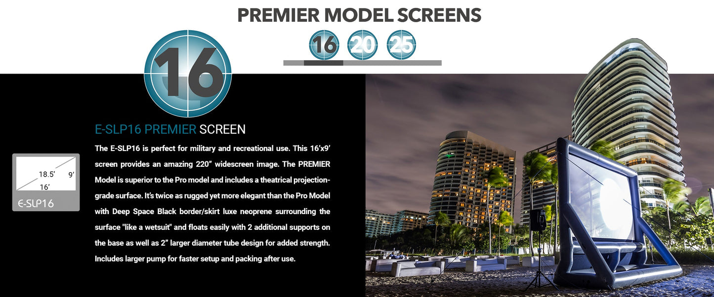 Epic Outdoor Cinema E-SLP16 Premier Slimline Silent 220" Diag. Inflatable Screen
